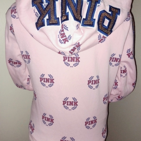 RARE HTF VS PINK LOGO GORGEOUS SEQUINS HOODIE SIZE LARGE LITTLE OVERSIZED - Picture 5 of 12
